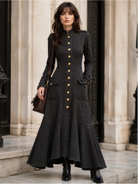 Denim & Supply Ralph Lauren Jackets & Blazers - Ralph Lauren Denim & Supply Military Maxi Coat Dress Women M Gold Button Gothic